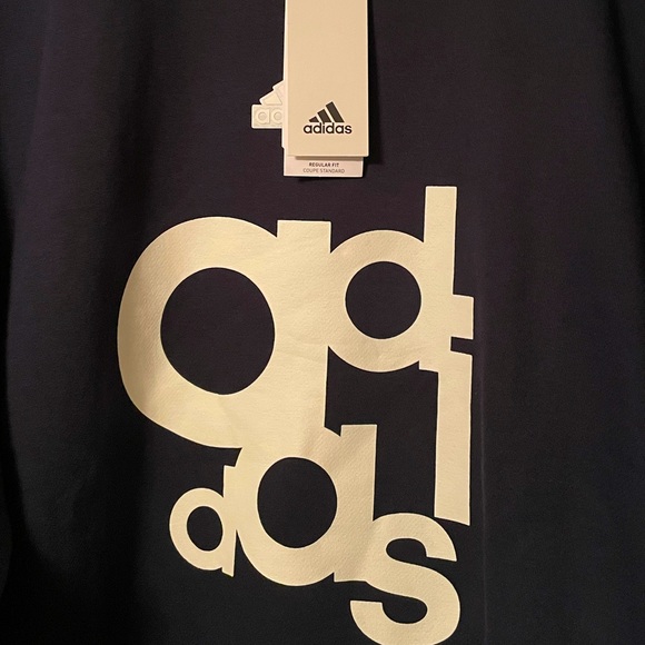 NWT• ADIDAS Big Logo Crew Neck Long Sleeve Sweatshirt.”Legend Ink” Blue, Size:XL - Picture 5 of 11